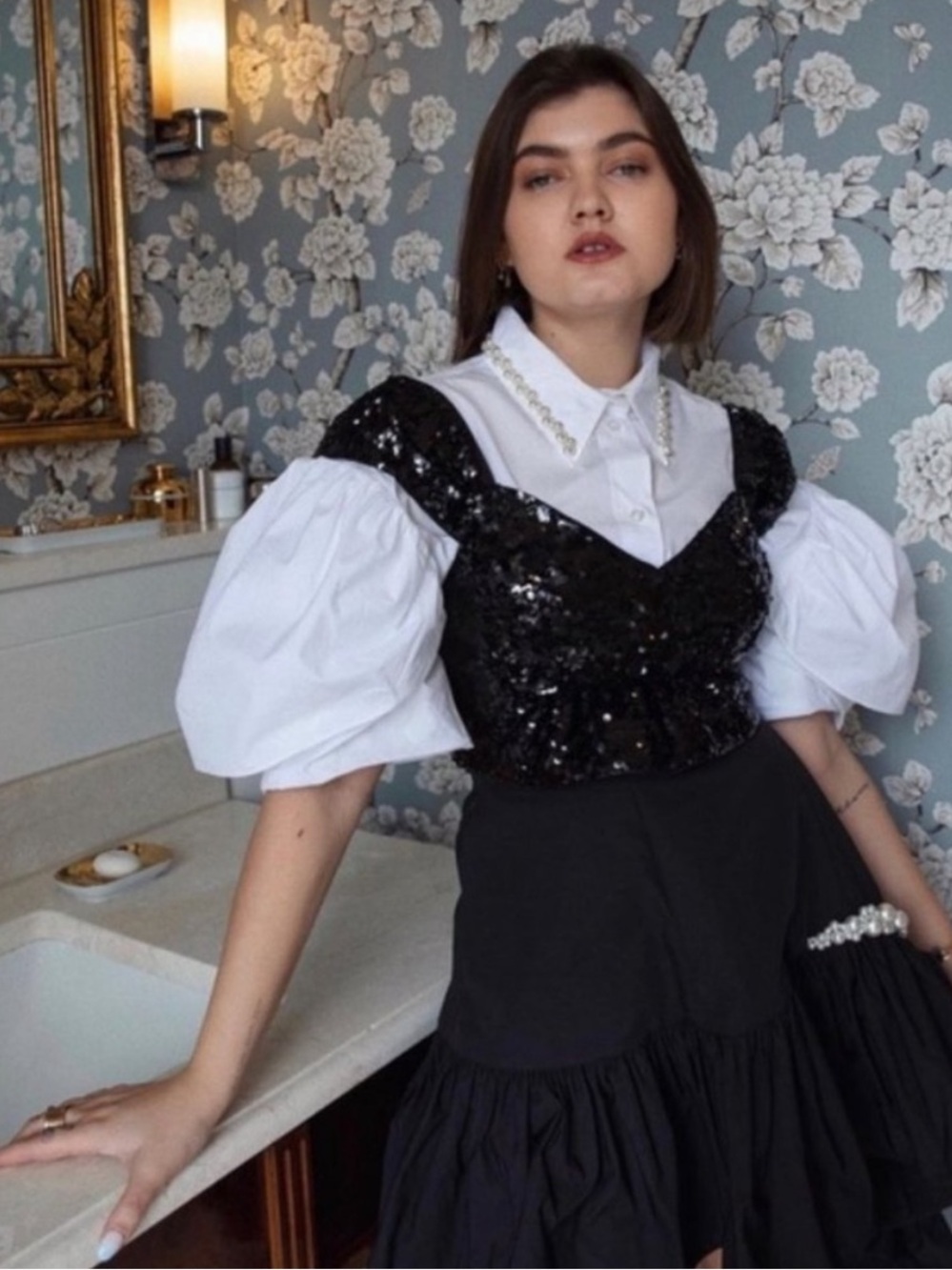 Simone Rocha x H&M COLLAB crop top BRALETTE black sequin bustier SMALL - Picture 11 of 11